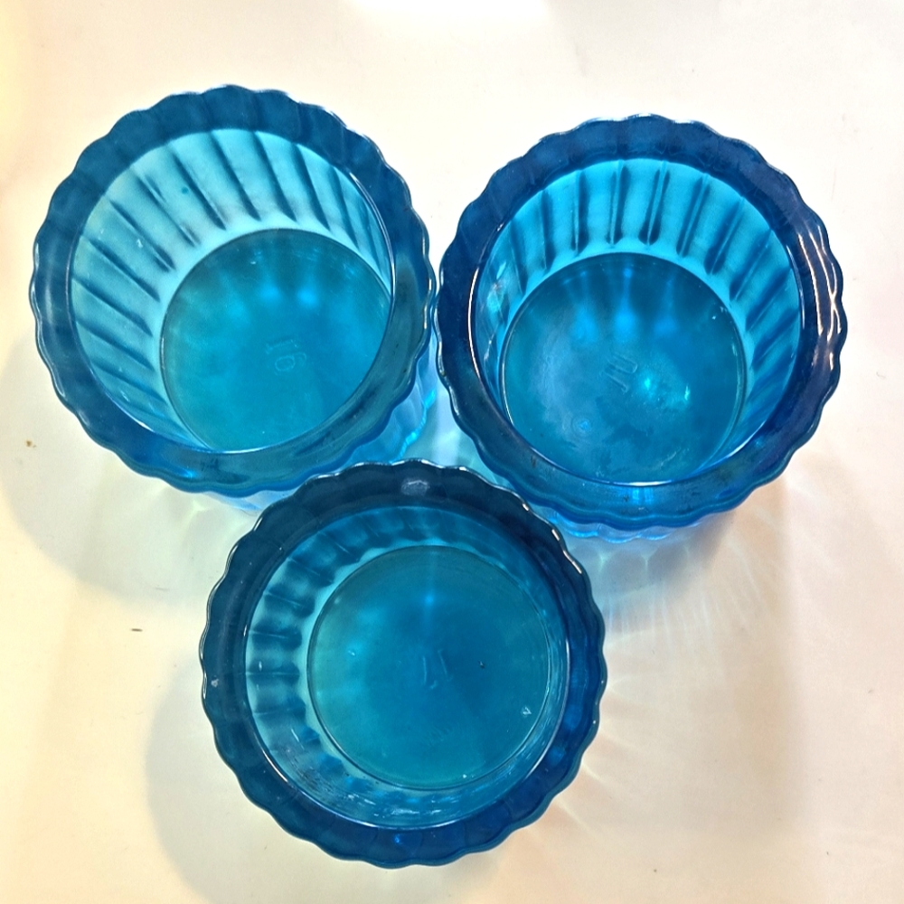 Votive Glass Candle Holders - Set of Three in Aqua Blue